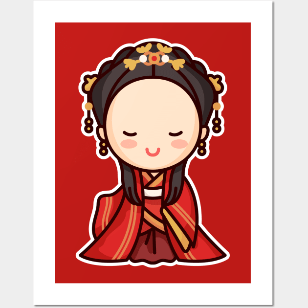 Cute Traditional Chinese Bride Character Wall Art by SLAG_Creative